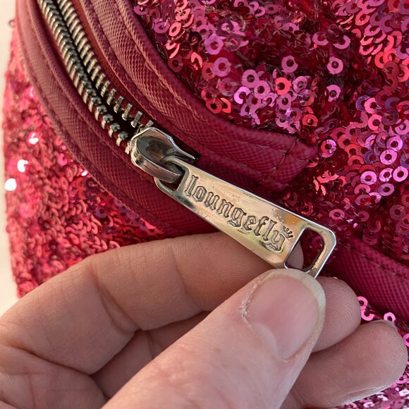 Loungefly Disney Parks Hot Pink Sequin Mini Backpack - Discontinued, Pre-Loved - Picture 5 of 14